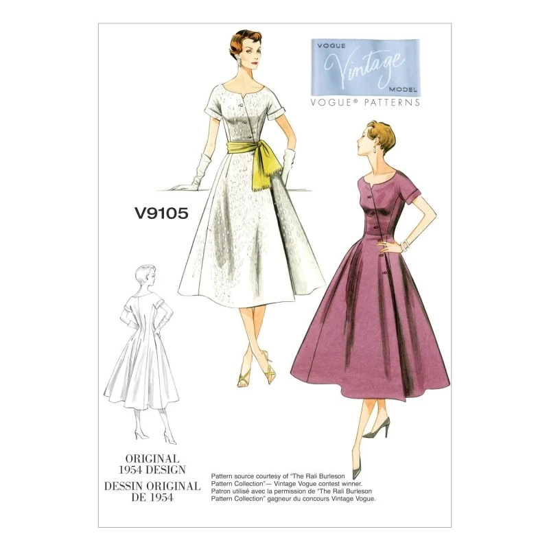 Vogue Sewing Pattern V9105 Women's Loose-Fitting Dress And Sash 3 Vogue Sewing Pattern V9105 Women's Loose-Fitting Dress And Sash