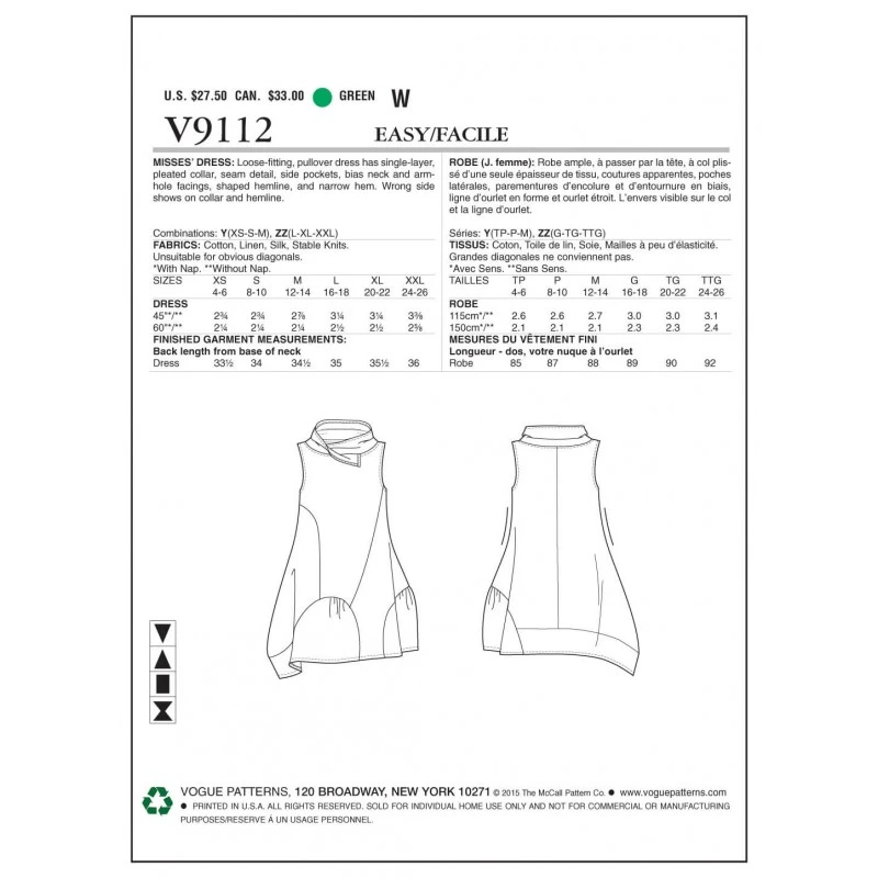 Vogue Sewing Pattern V9112 Women's High Neck Sleeveless Dress 4 Vogue Sewing Pattern V9112 Women's High Neck Sleeveless Dress - Image 2