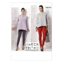 Vogue Sewing Pattern V9174 Women's Double Collared Shirts & Seem Detail Pants