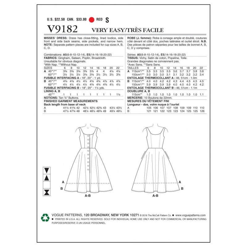 Vogue Sewing Pattern V9182 Women's Misses' Button Down Flared Skirt And Dresses 4 Vogue Sewing Pattern V9182 Women's Misses' Button Down Flared Skirt And Dresses - Image 2