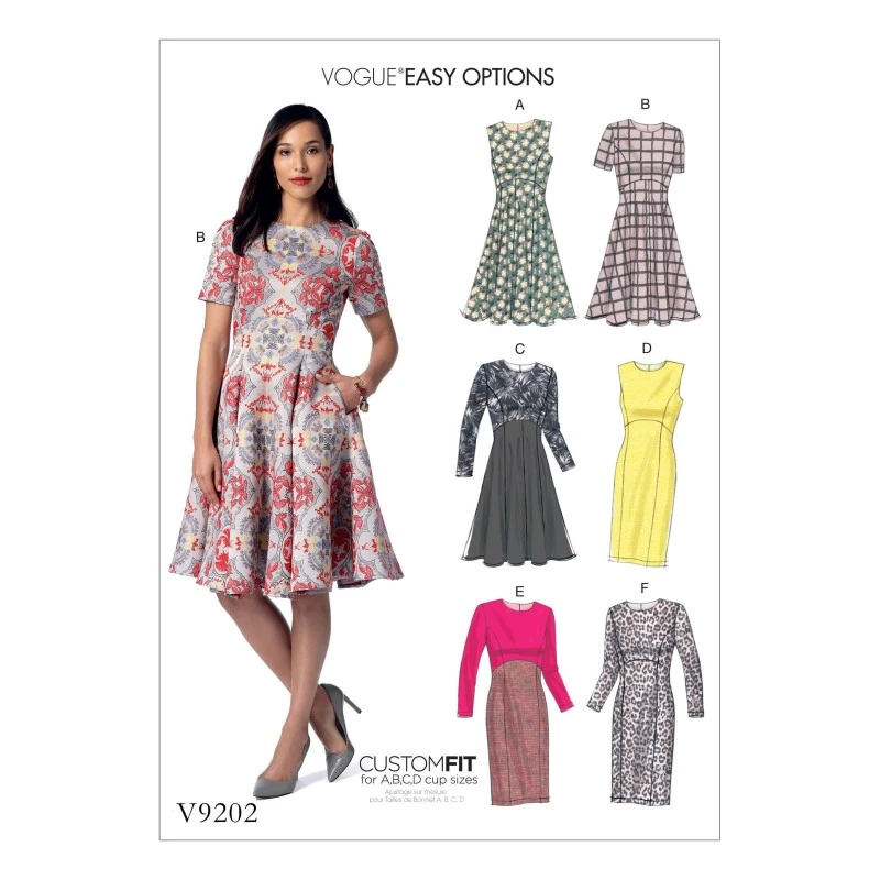 Vogue Sewing Pattern V9202 Women's Dresses With Flared Or Straight Skirt 3 Vogue Sewing Pattern V9202 Women's Dresses With Flared Or Straight Skirt