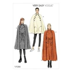 Vogue Sewing Pattern V9288 Women's Cape With Stand Collar Pockets & Belt