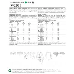 Vogue Sewing Pattern V9291 Misses’ Wraps, Shrug And Scarf