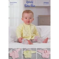 Wendy Wools Knitting Pattern PP002 Baby Cardigans Knitted In Peter Pan DK