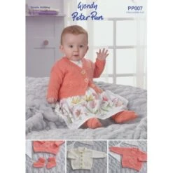 Wendy Wools Knitting Pattern PP007 Baby Cardigan & Boots Knitted In Peter Pan DK