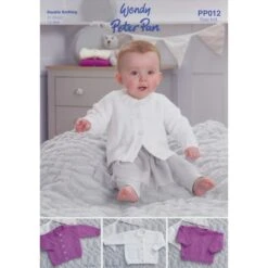 Wendy Wools Knitting Pattern PP012 Baby Cardigans & Sweater Knit In Peter Pan DK