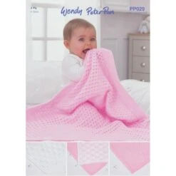 Wendy Wools Knitting Pattern PP029 Baby Blankets Knitted In Peter Pan 4Ply
