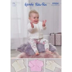 Wendy Wools Knitting Pattern PP034 Baby Cardigans Knitted In Peter Pan 4Ply