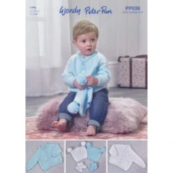 Wendy Wools Knitting Pattern PP036 Baby Cardigan Hats & Boots In Peter Pan 4Ply