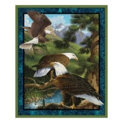 Wild Flying High Eagle Panel 100% Cotton Patchwork Fabric (Springs Creative)
